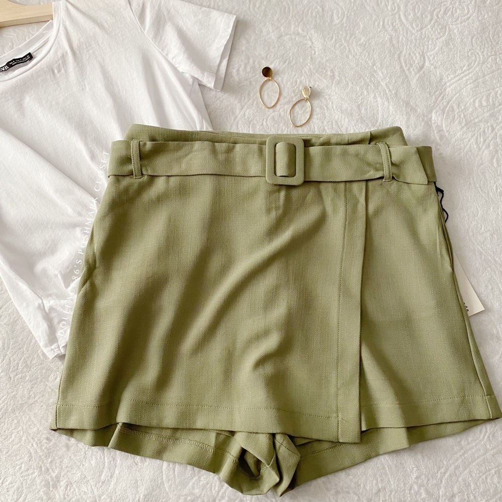 NWT Haute Monde Green Belted Skort - Picture 1 of 12